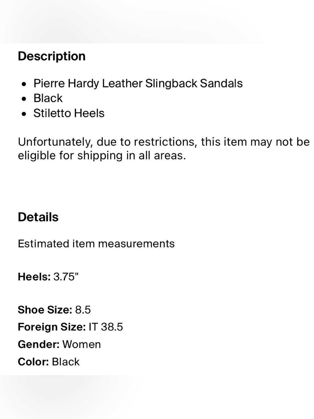 Pierre Hardy Black Leather Slingback Heels - Picture 6 of 6